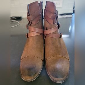 ROAN leather strappy boots in brown size 8.5